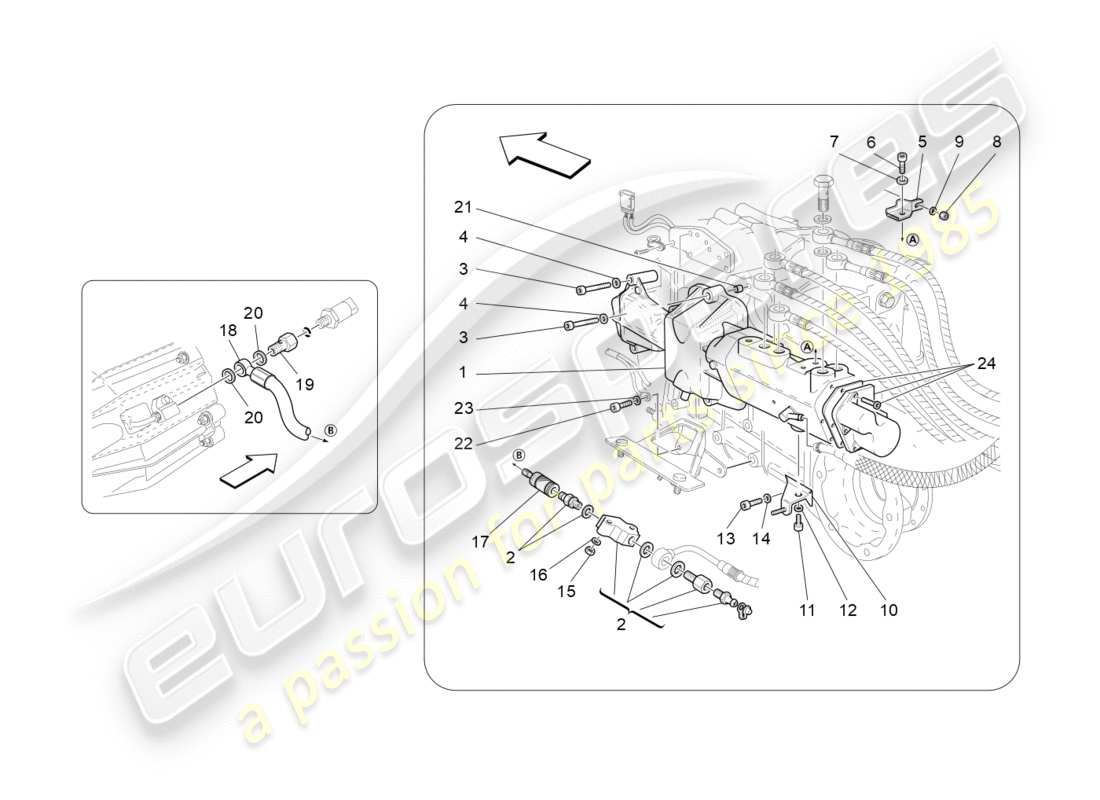 maserati granturismo (2012) actuation hydraulic parts for f1 gearbox part diagram