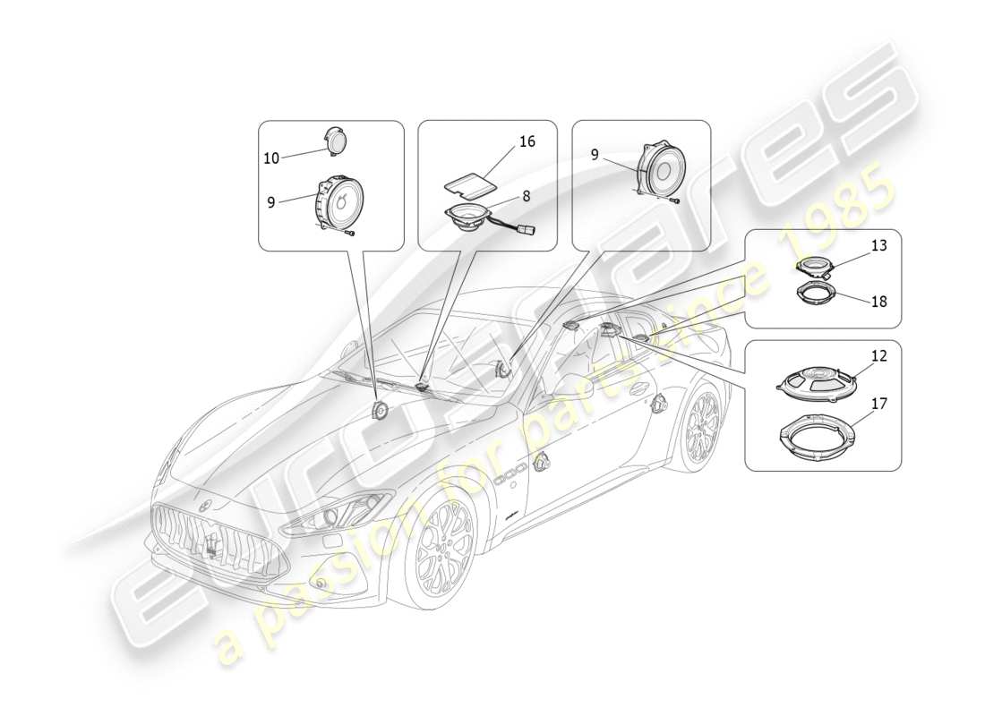 maserati granturismo s (2018) sound diffusion system part diagram