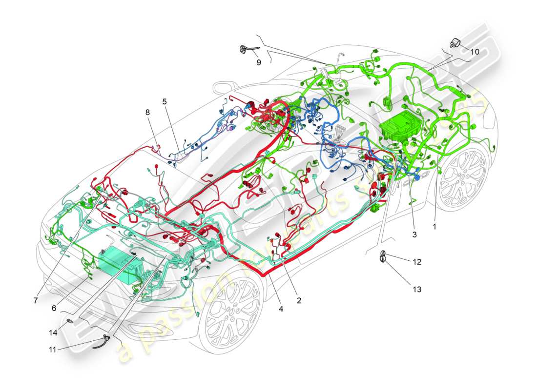 maserati granturismo (2012) main wiring part diagram