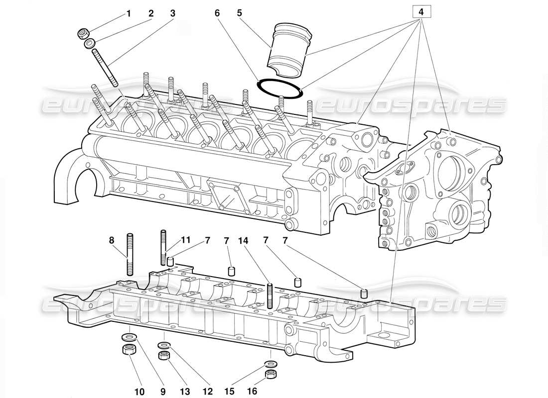 lamborghini diablo (1991) crankcase and lower mounting (valid for june 1992 version) part diagram