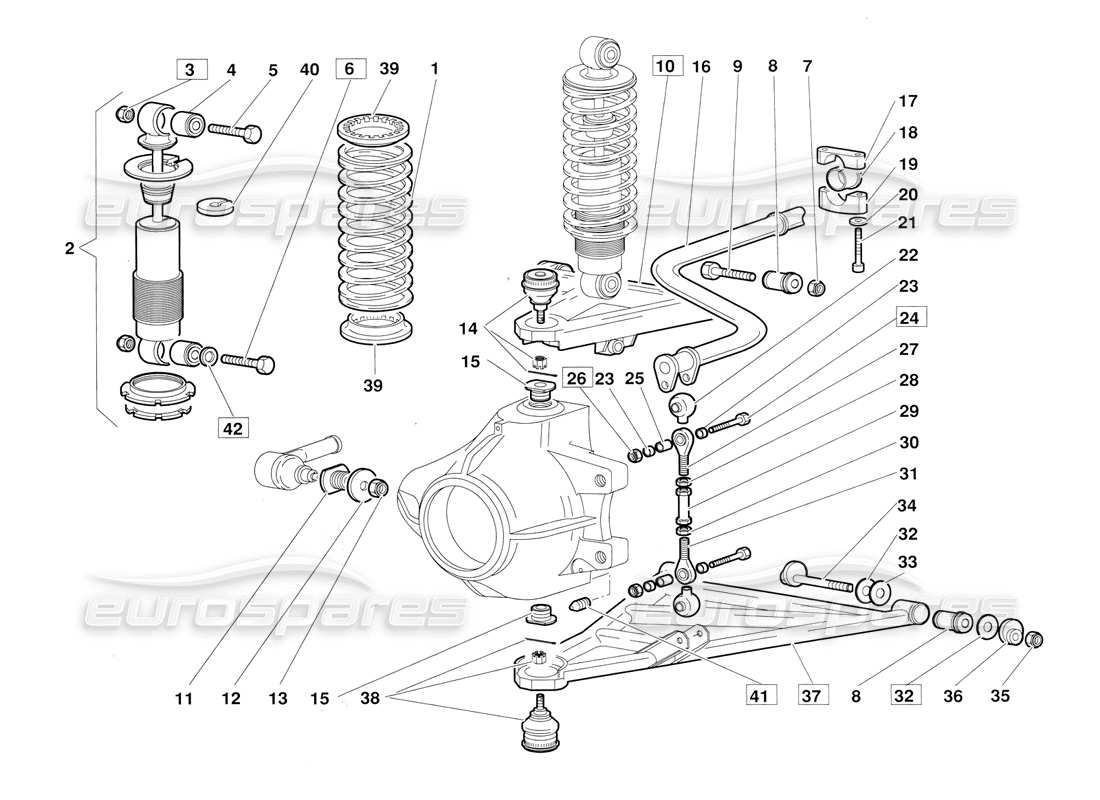 lamborghini diablo (1991) front suspension (valid for june 1992 version) part diagram