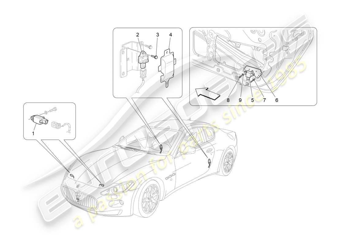 maserati granturismo s (2020) crash sensors part diagram