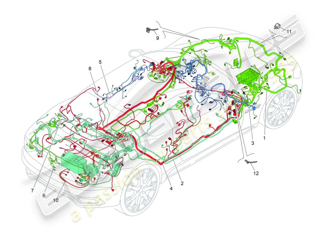 maserati granturismo (2009) main wiring part diagram