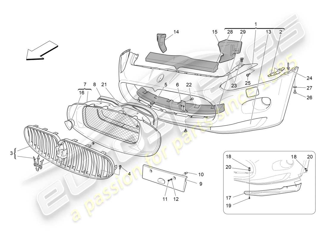 maserati granturismo (2009) front bumper part diagram