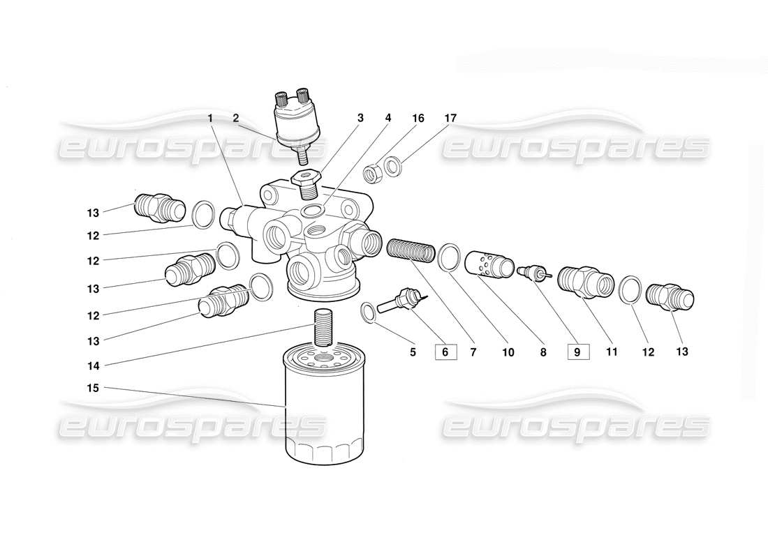 lamborghini diablo (1991) engine oil filter and thermostat (valid for june 1992 version) part diagram