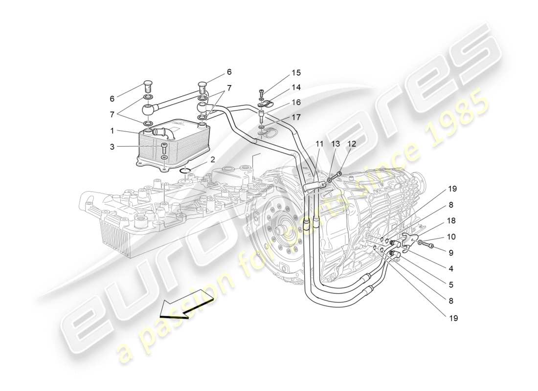 maserati granturismo (2016) lubrication and gearbox oil cooling part diagram