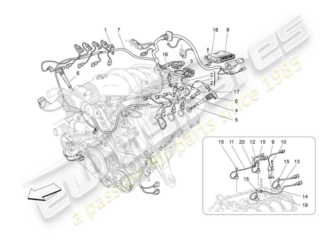 maserati granturismo s (2016) electronic control: injection and engine timing control part diagram