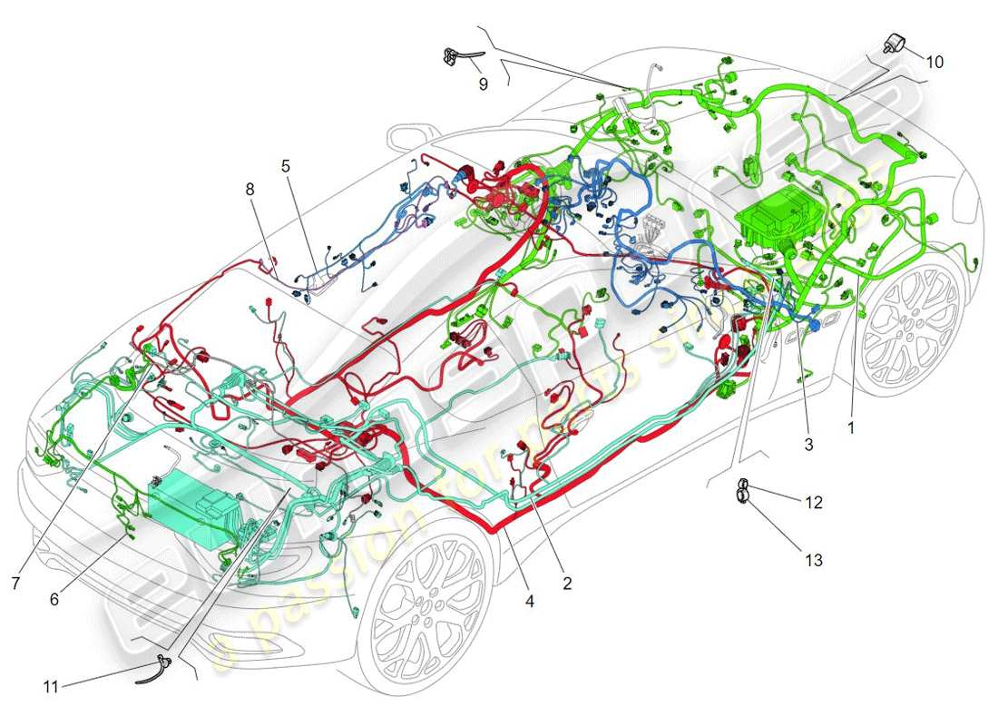 maserati granturismo (2009) main wiring part diagram