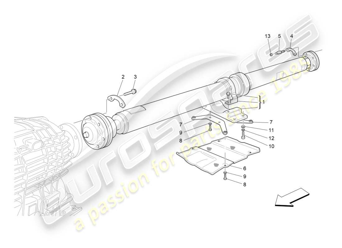 maserati granturismo (2010) transmission shaft part diagram