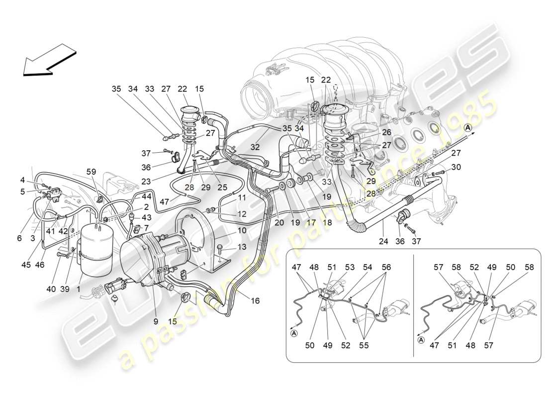 maserati granturismo s (2016) additional air system part diagram