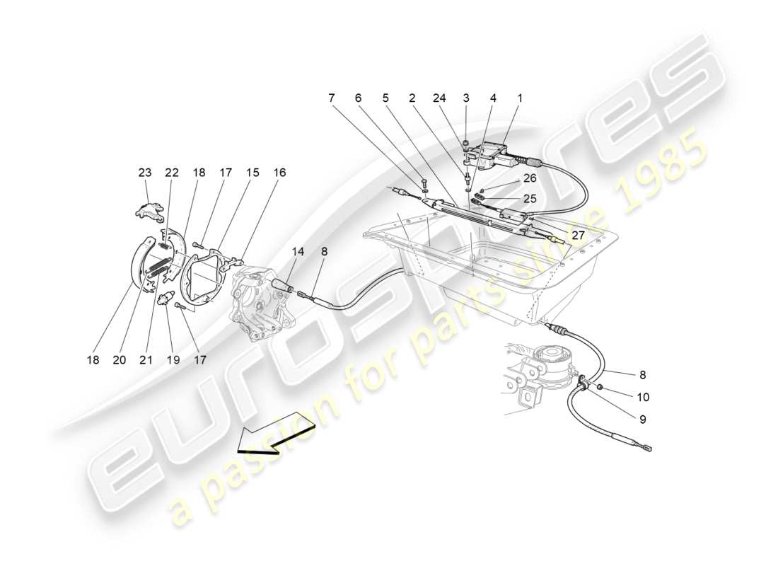 maserati granturismo s (2016) parking brake part diagram