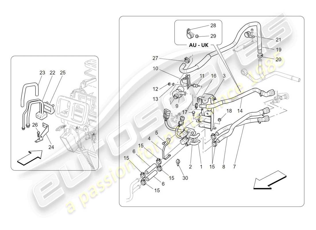 maserati granturismo (2009) a/c unit: engine compartment devices part diagram