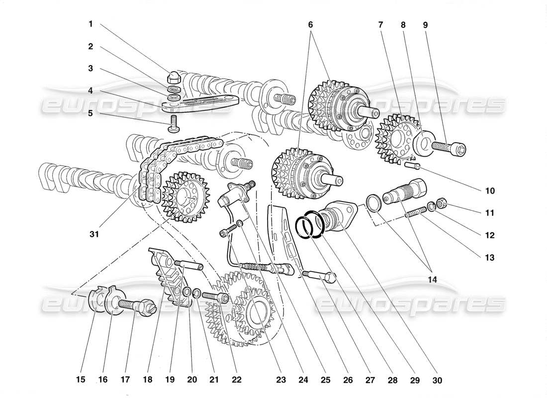 lamborghini diablo roadster (1998) timing system part diagram