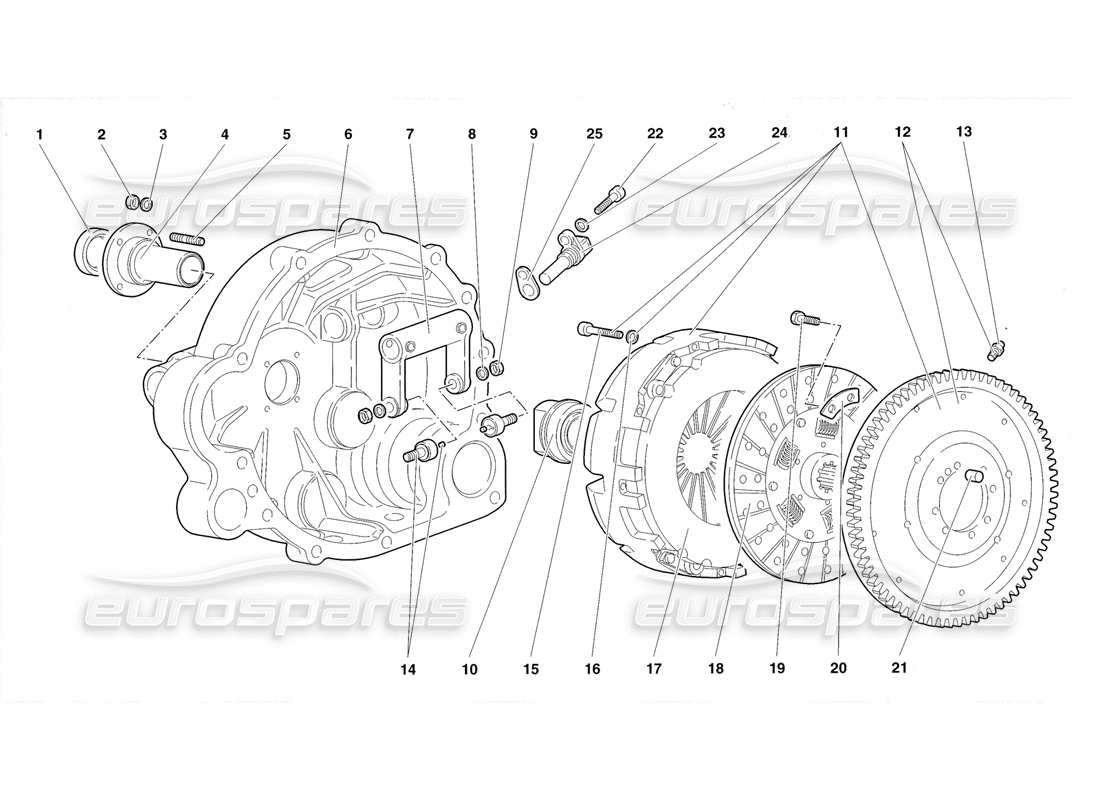 lamborghini diablo roadster (1998) clutch part diagram