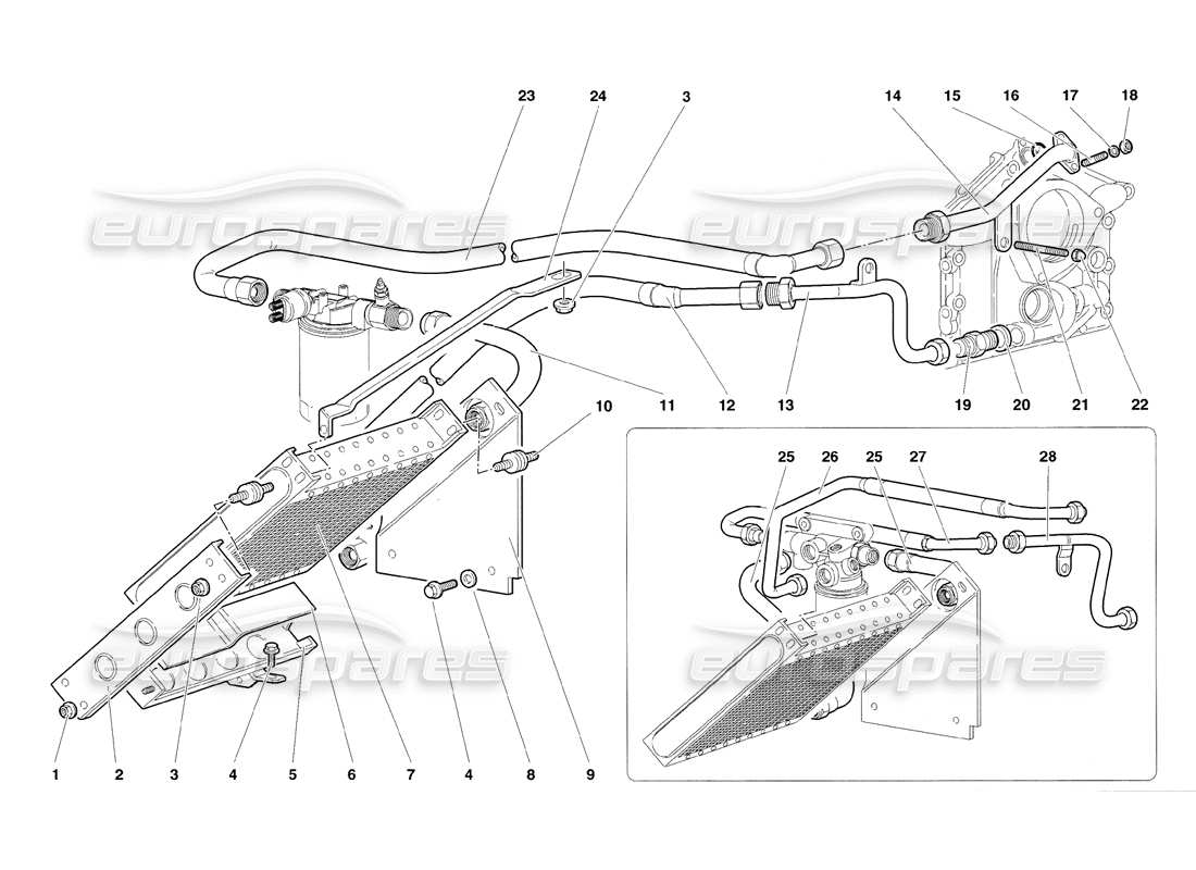 lamborghini diablo sv (1998) engine oil system part diagram