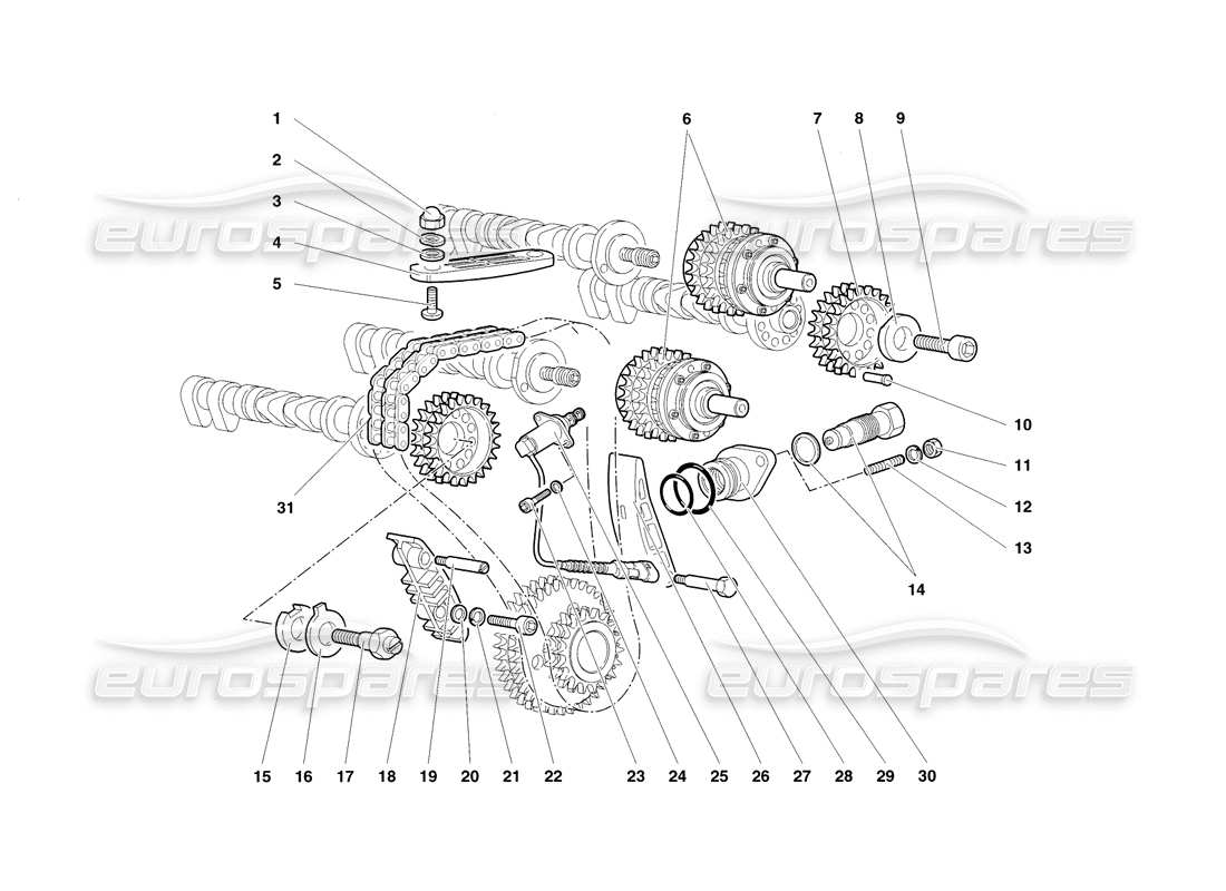 lamborghini diablo sv (1998) timing system part diagram