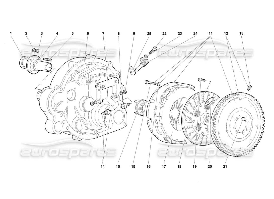 lamborghini diablo sv (1998) clutch part diagram