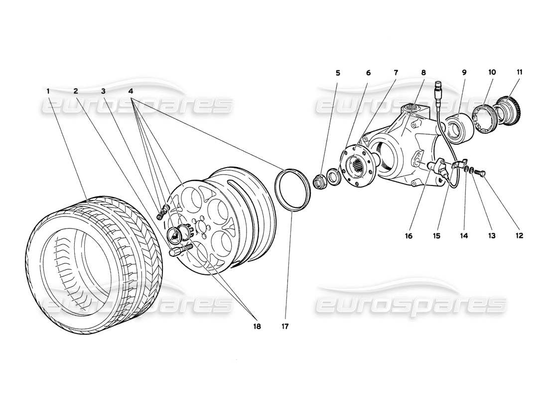 lamborghini diablo 6.0 (2001) front wheel and hub carrier part diagram