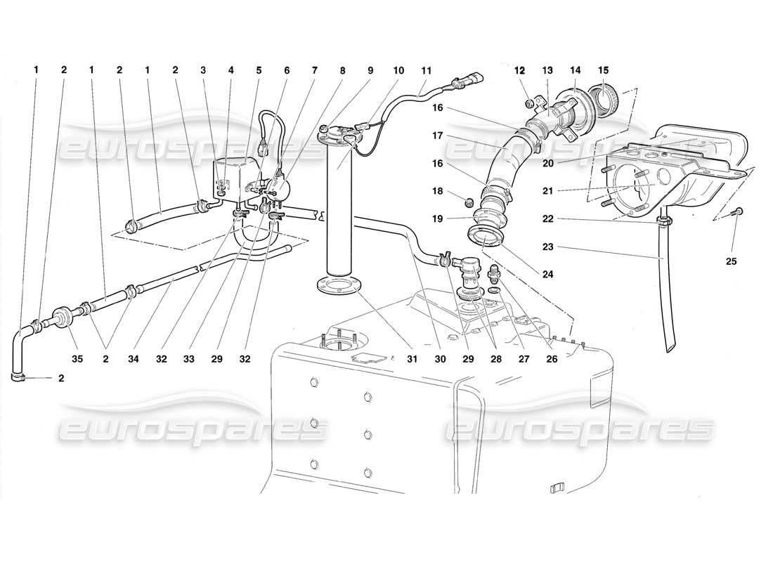 lamborghini diablo roadster (1998) fuel system part diagram