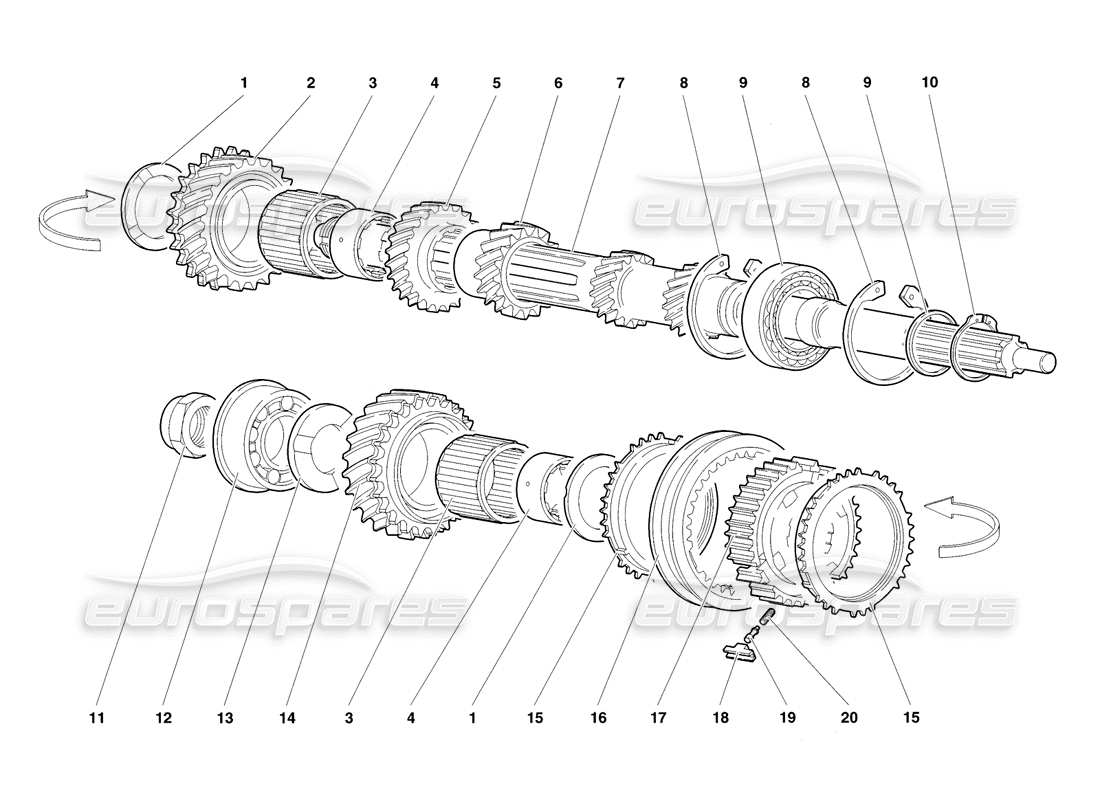 lamborghini diablo sv (1998) main shaft part diagram