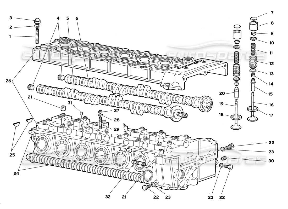 lamborghini diablo gt (1999) left cylinder head part diagram