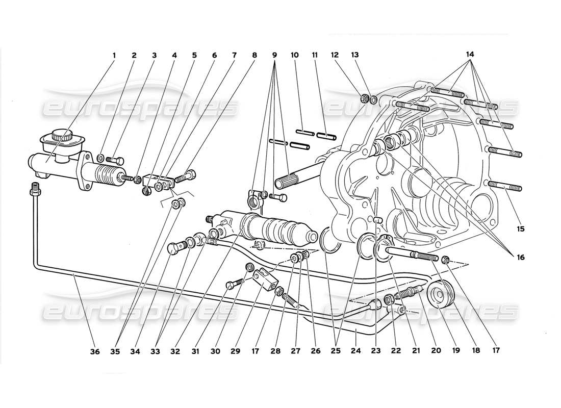 lamborghini diablo gt (1999) clutch control levers part diagram