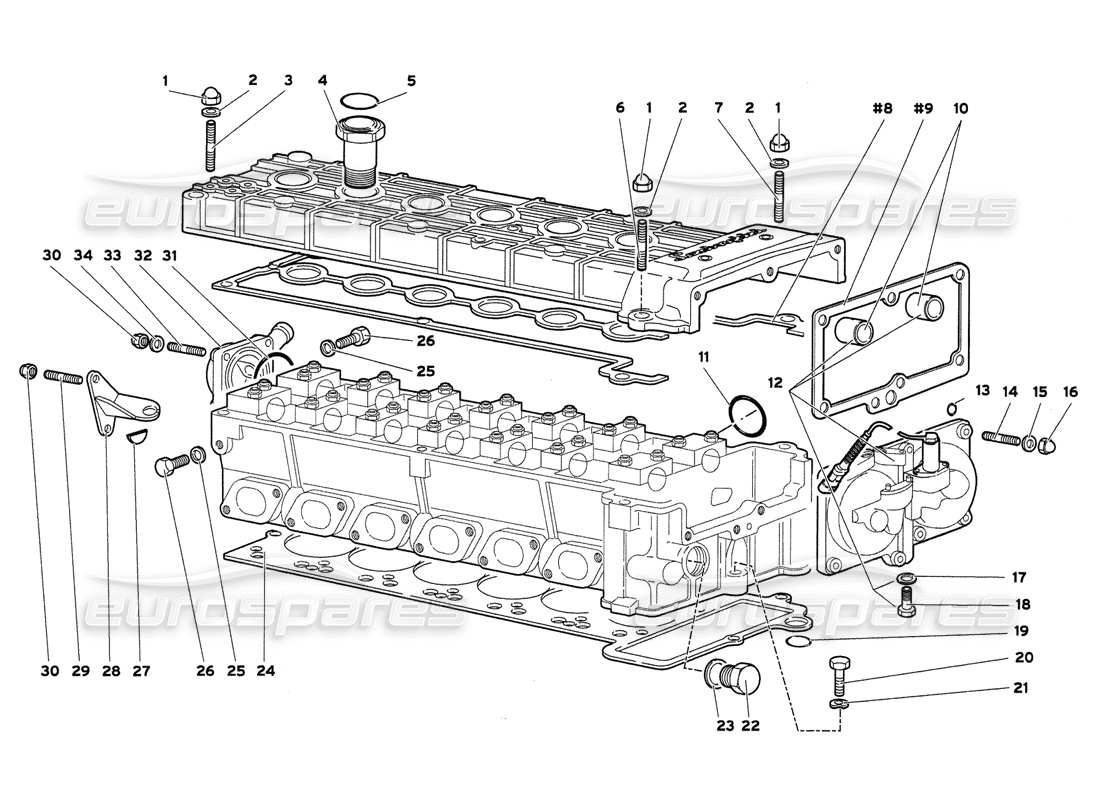 lamborghini diablo 6.0 (2001) accessories for right cylinder head part diagram