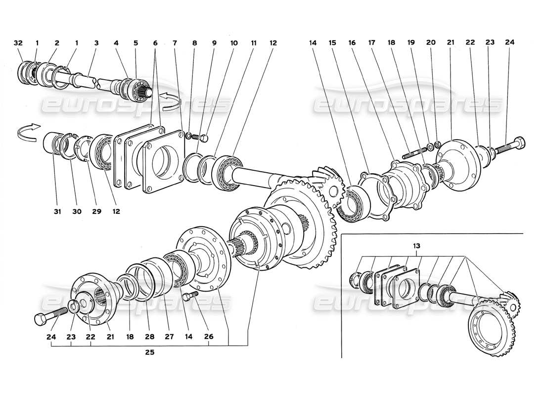 lamborghini diablo gt (1999) rear differential part diagram