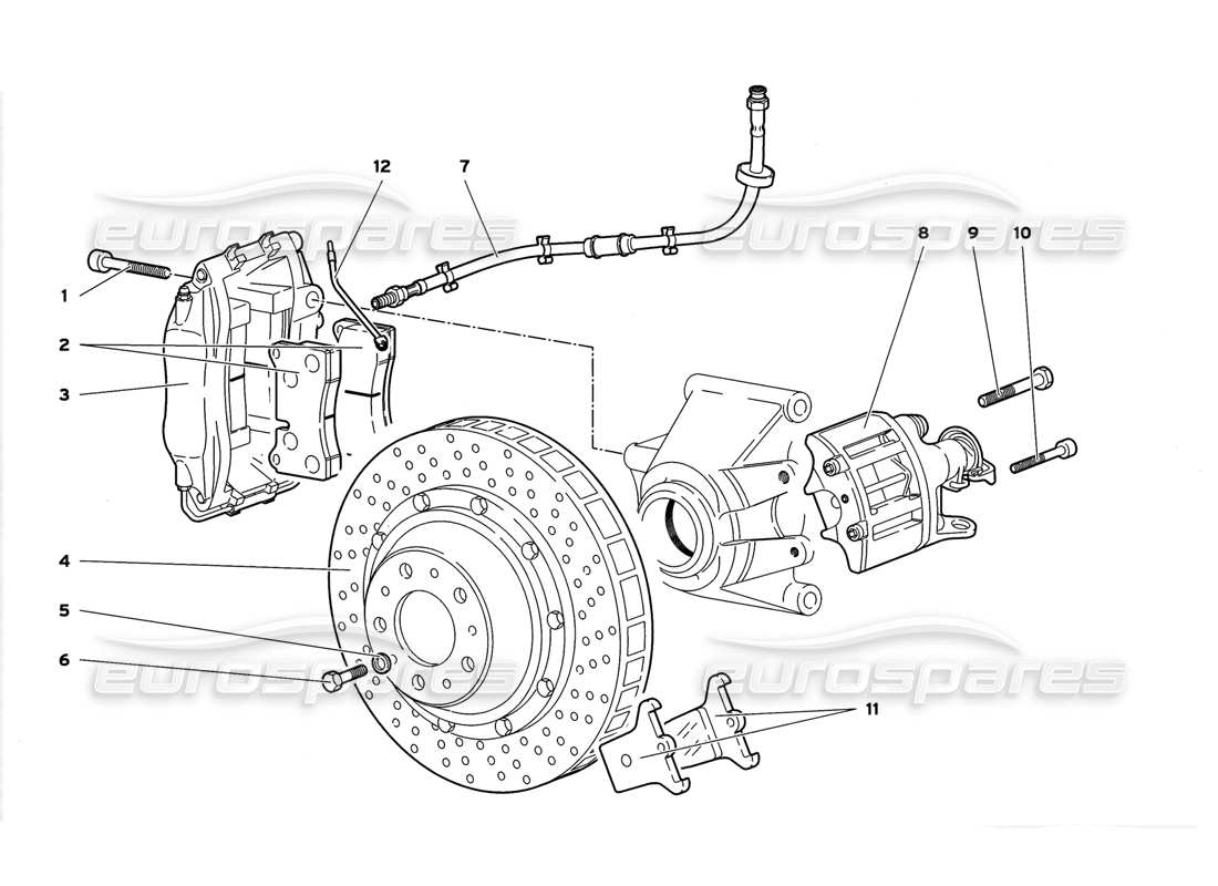 lamborghini diablo gt (1999) rear brakes part diagram