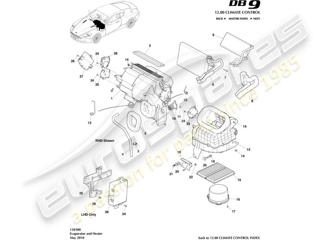 a part diagram from the aston martin db9 (2009) parts catalogue