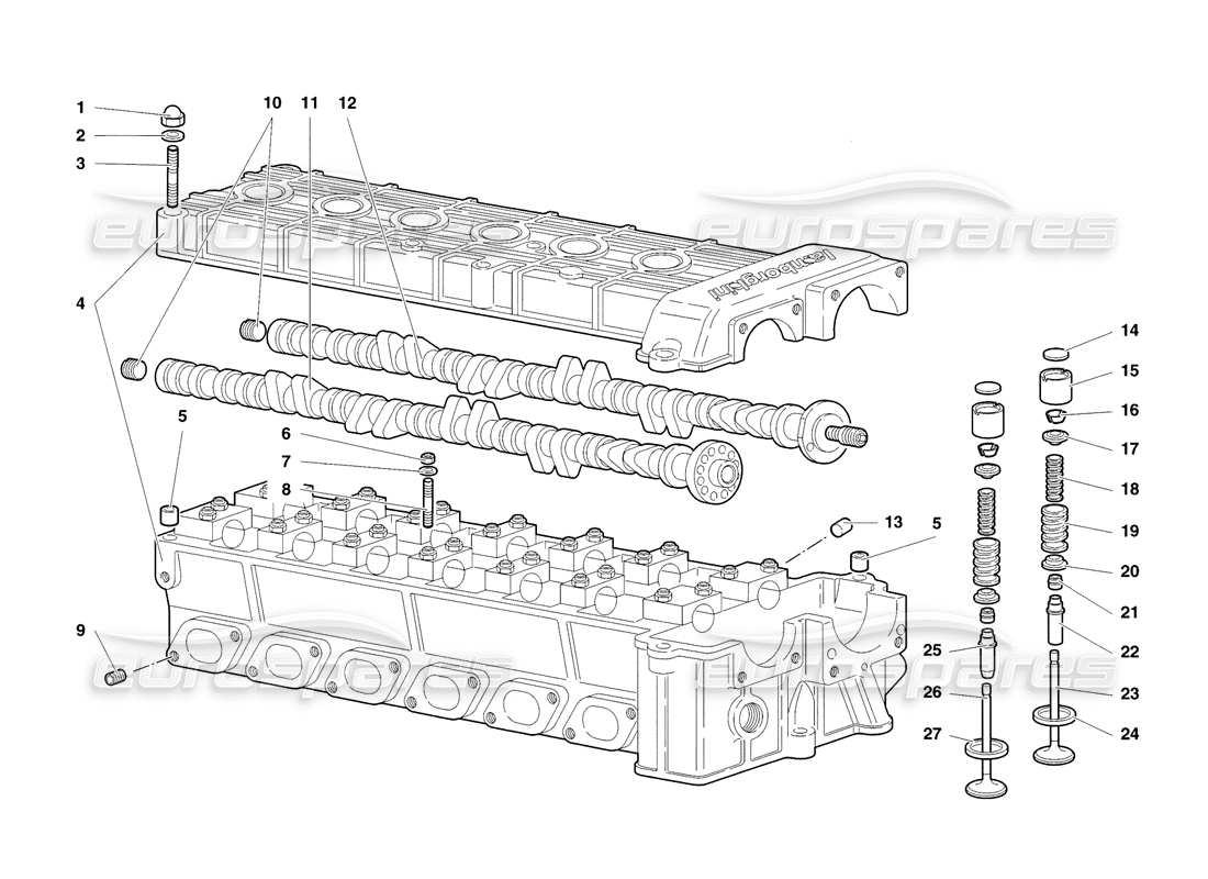 lamborghini diablo sv (1998) right cylinder head part diagram