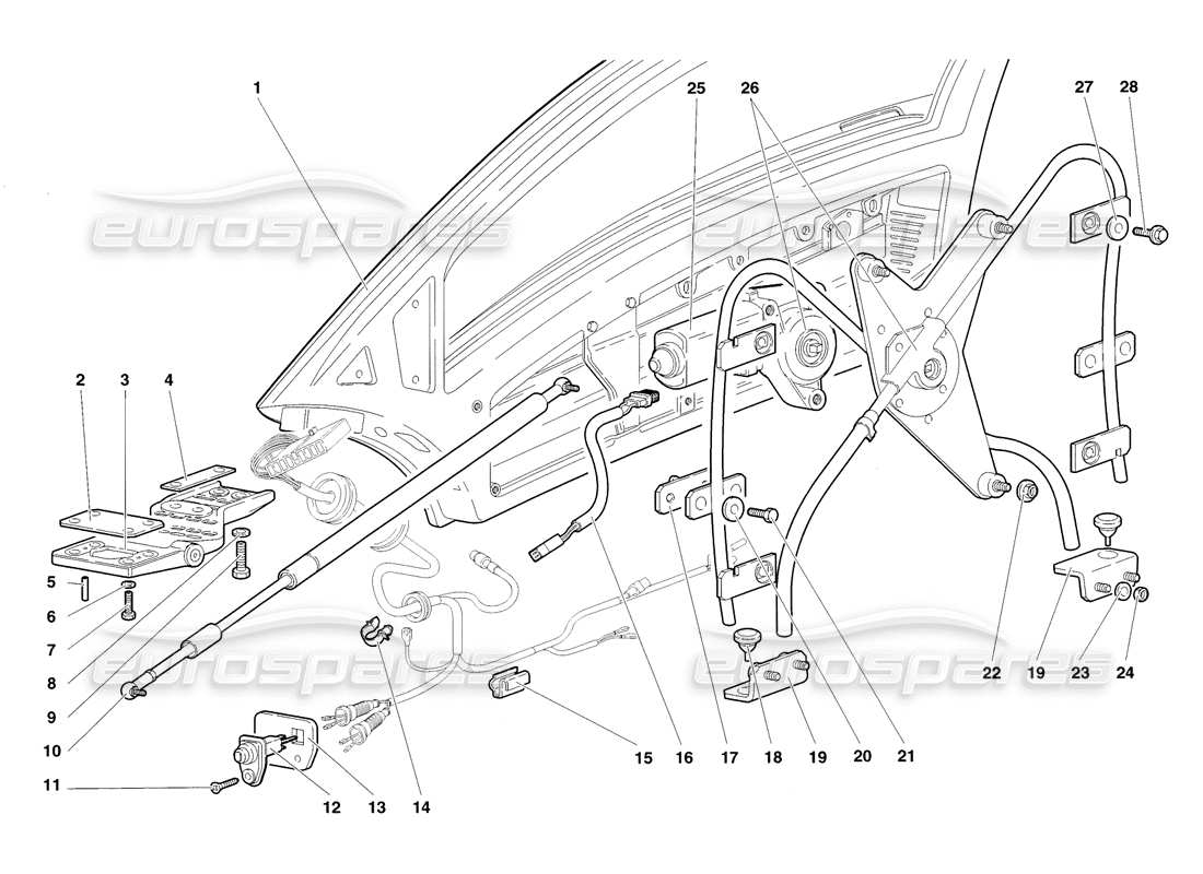 lamborghini diablo sv (1998) doors part diagram