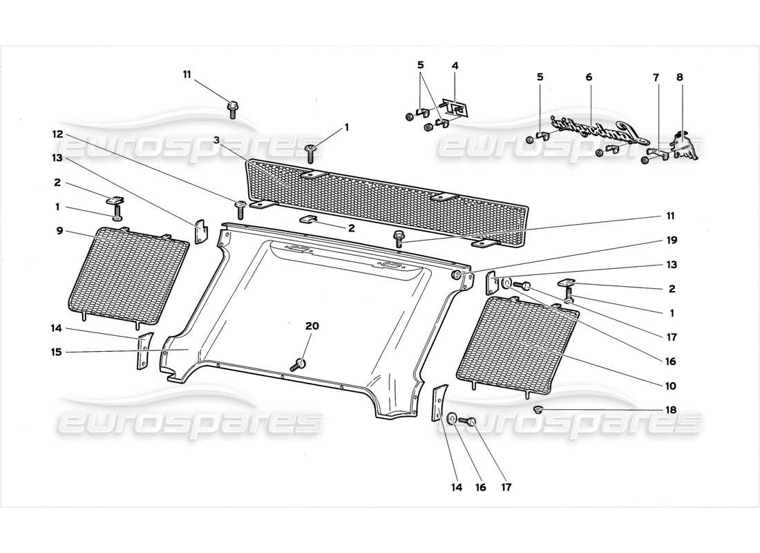 lamborghini diablo gt (1999) rear body elements part diagram