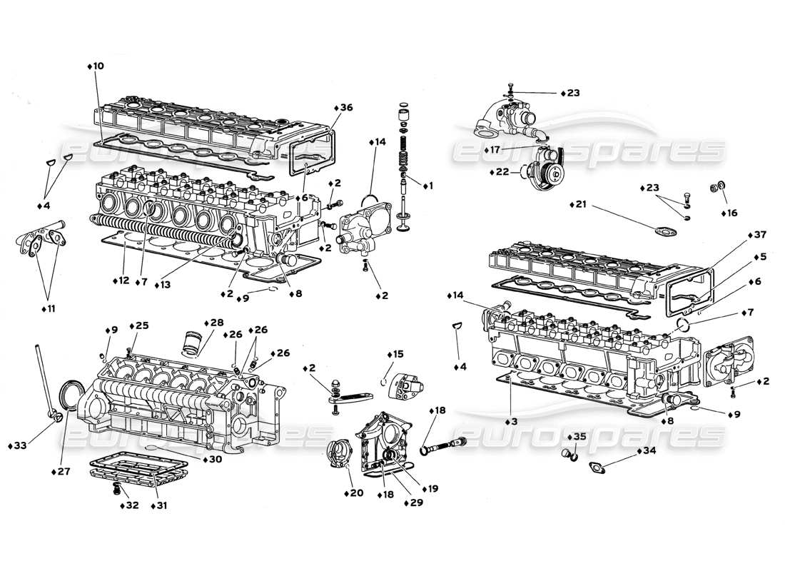 lamborghini diablo gt (1999) engine gasket kit part diagram