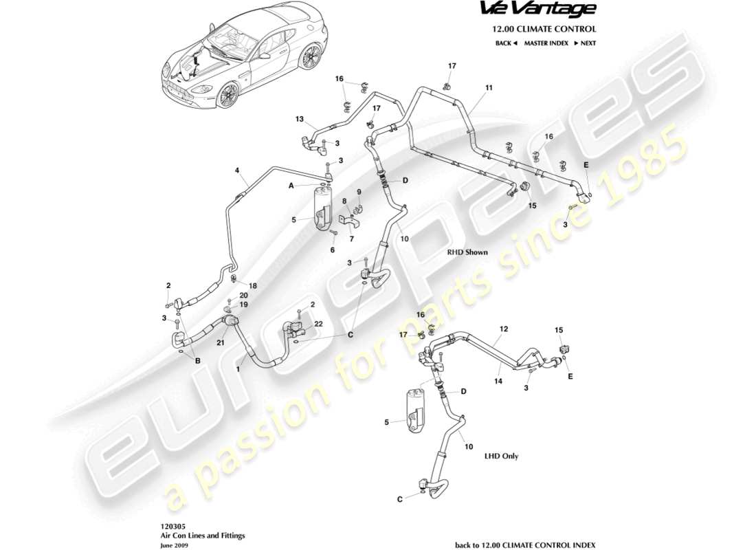 aston martin v12 vantage (2012) air con lines part diagram