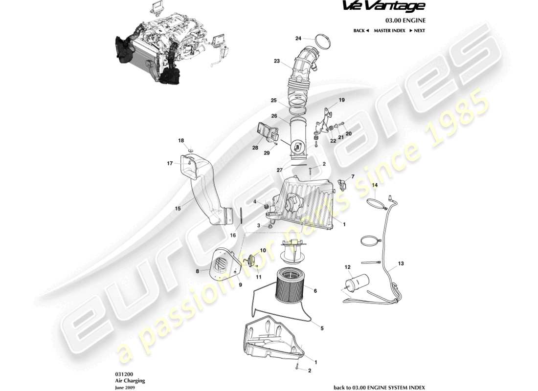 aston martin v12 vantage (2012) air charging part diagram