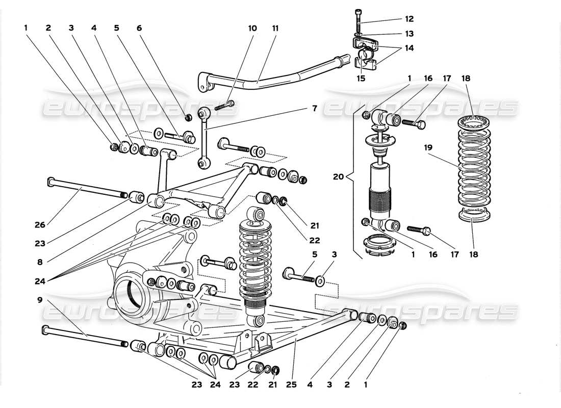 lamborghini diablo gt (1999) rear suspension part diagram