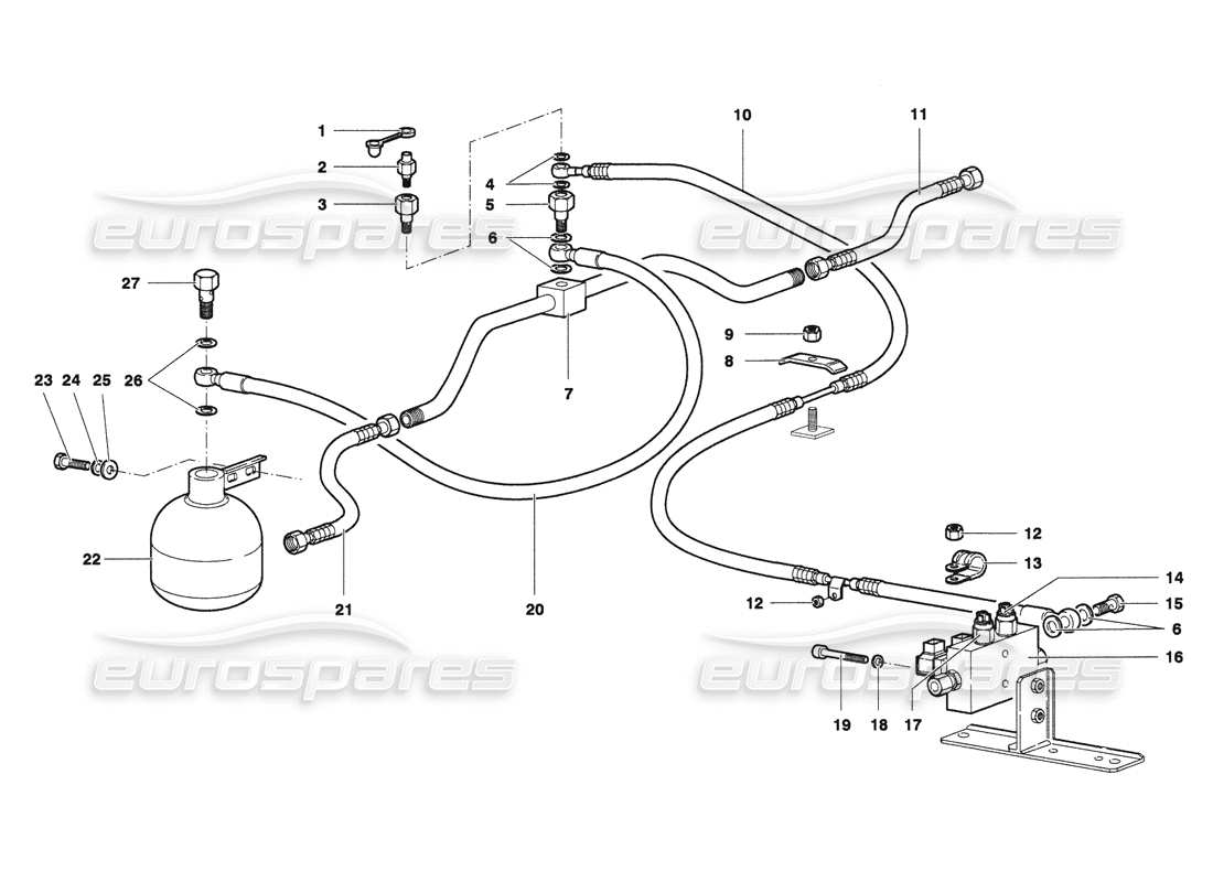 lamborghini diablo 6.0 (2001) lifting system part diagram