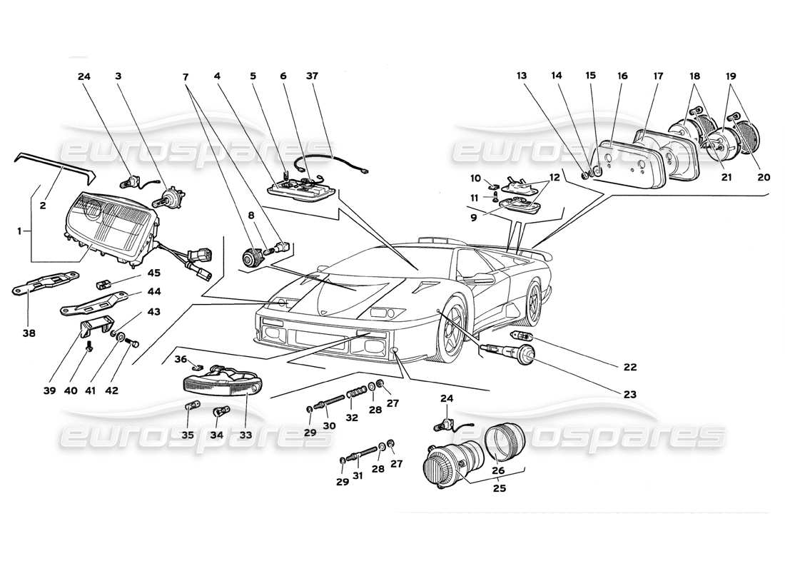 lamborghini diablo gt (1999) lights part diagram