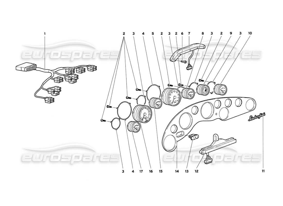 lamborghini diablo 6.0 (2001) dashboard instruments part diagram