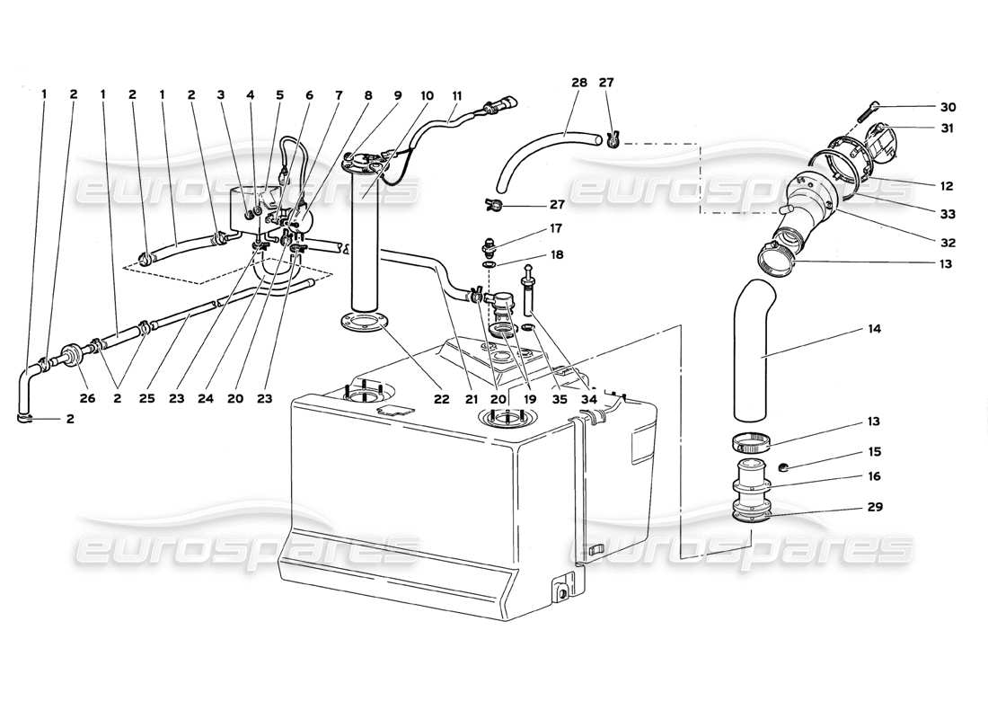 lamborghini diablo gt (1999) fuel system part diagram