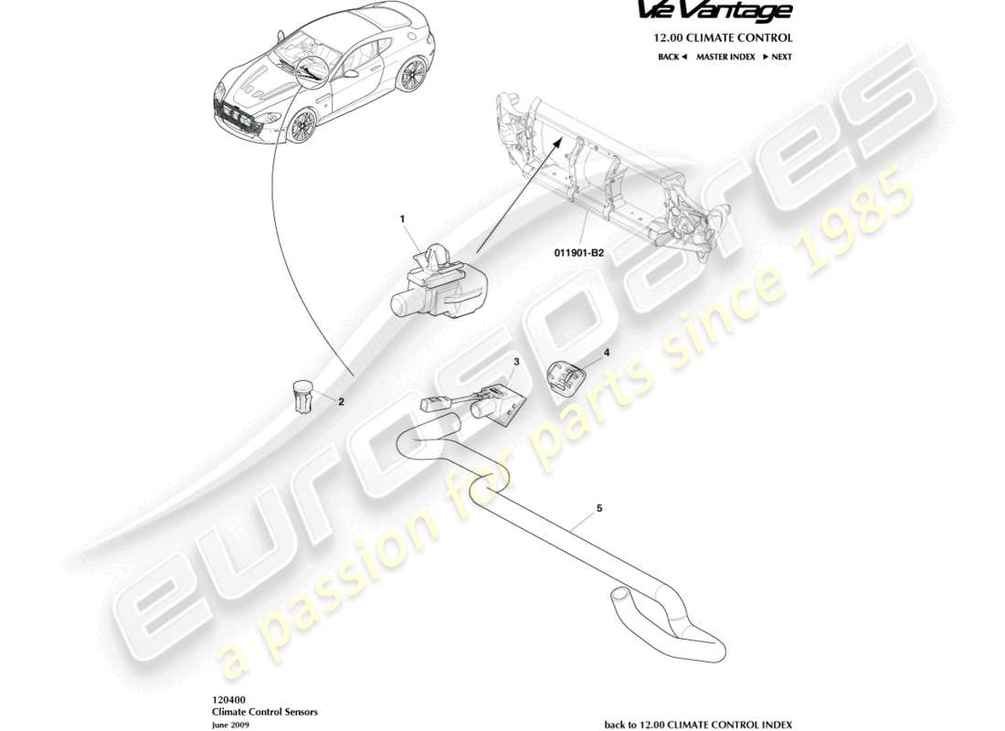 aston martin v12 vantage (2012) sensors part diagram