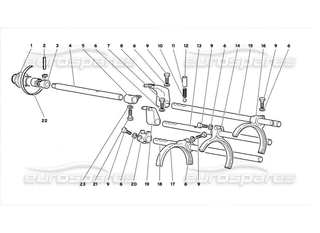 lamborghini diablo gt (1999) gearbox shifting rods part diagram