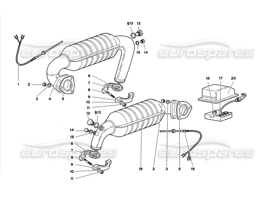 lamborghini diablo gt (1999) exhaust system part diagram