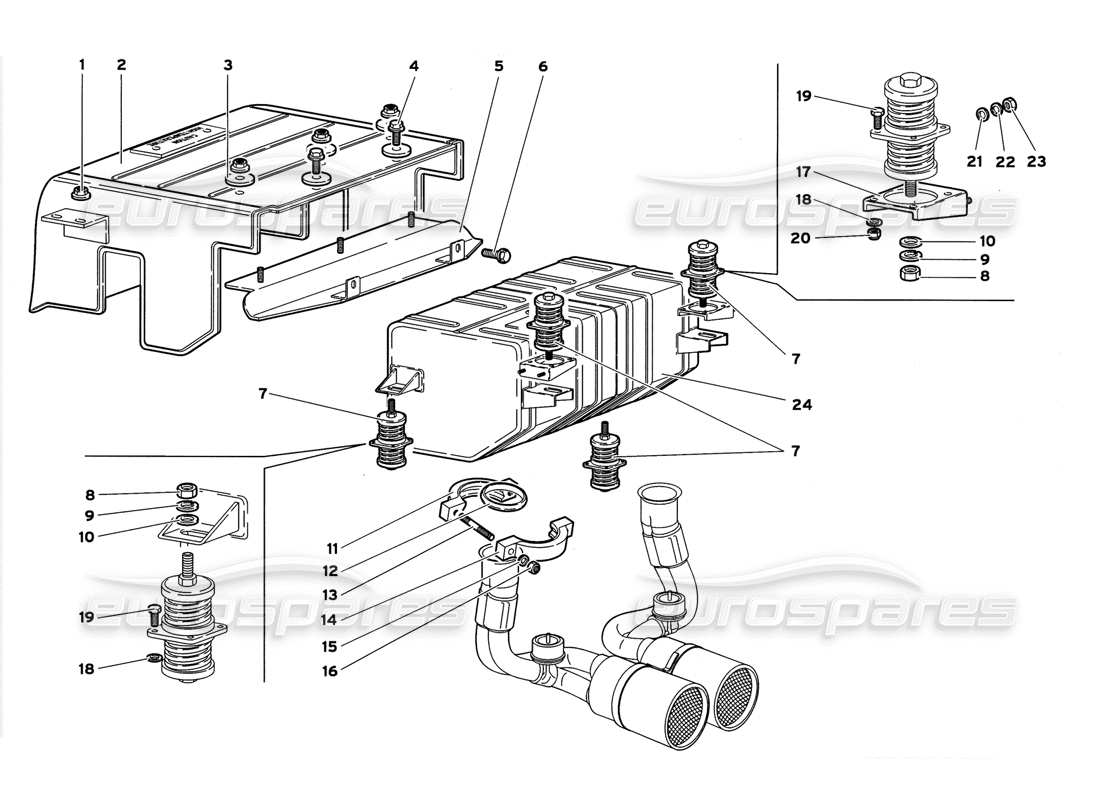 lamborghini diablo gt (1999) exhaust system part diagram