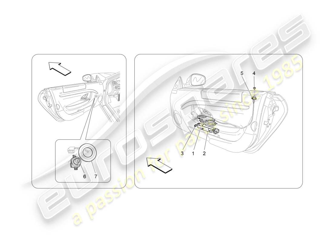 maserati granturismo s (2017) door devices part diagram