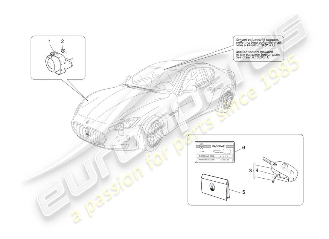 maserati granturismo s (2017) alarm and immobilizer system part diagram