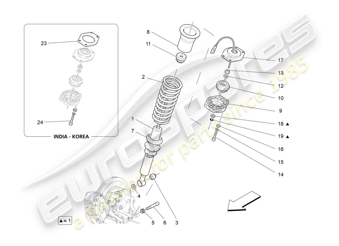 maserati granturismo s (2013) rear shock absorber devices part diagram