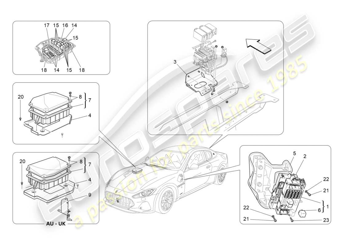 maserati granturismo s (2018) relays, fuses and boxes part diagram