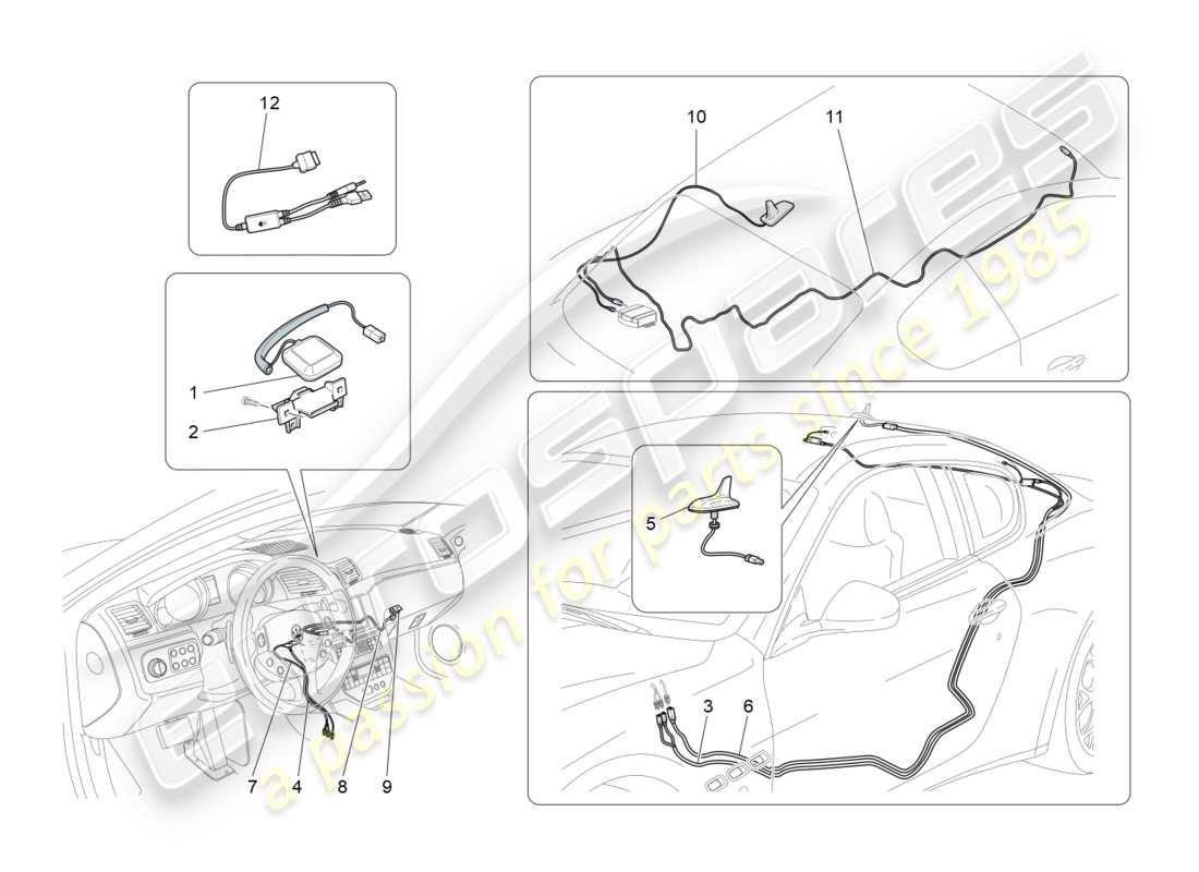 maserati granturismo (2012) reception and connection system part diagram